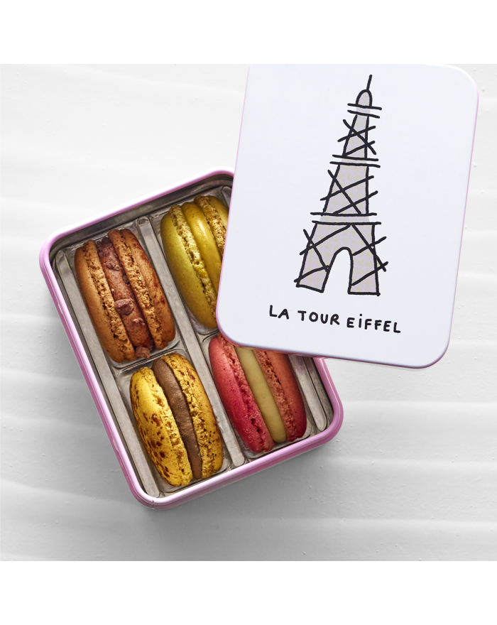 Coffret métal Tour Eiffel de Paris 4 macarons Pierre Hermé Paris