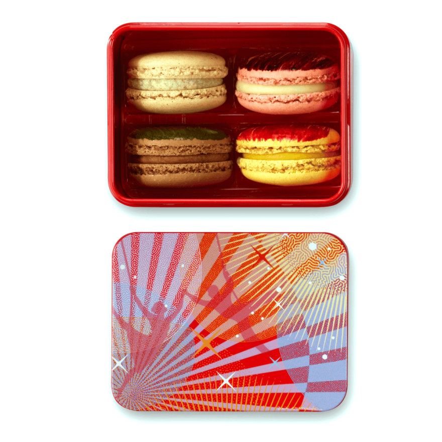 Coffret métal de 4 macarons