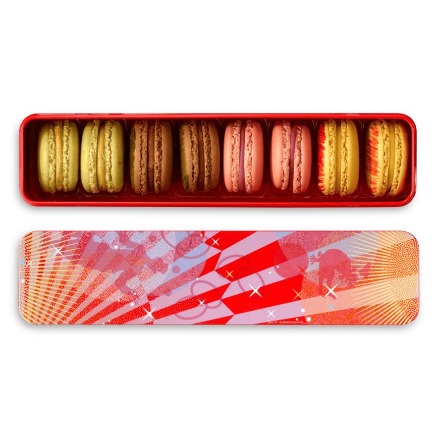 Coffret métal de 8 macarons