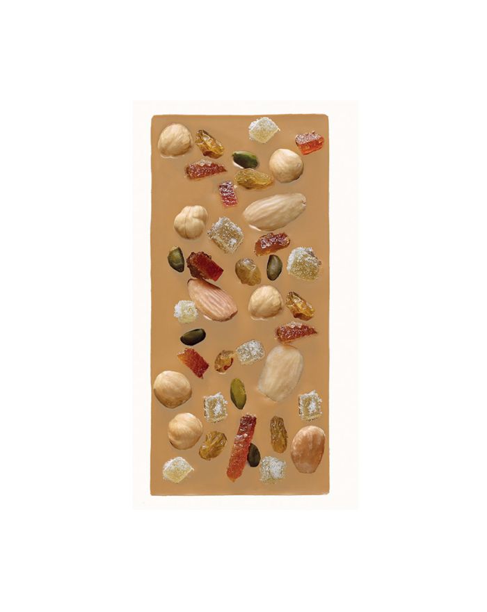 Blond chocolate mendiant bar